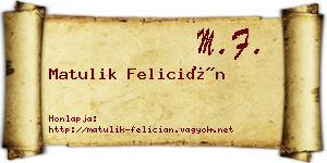 Matulik Felicián névjegykártya